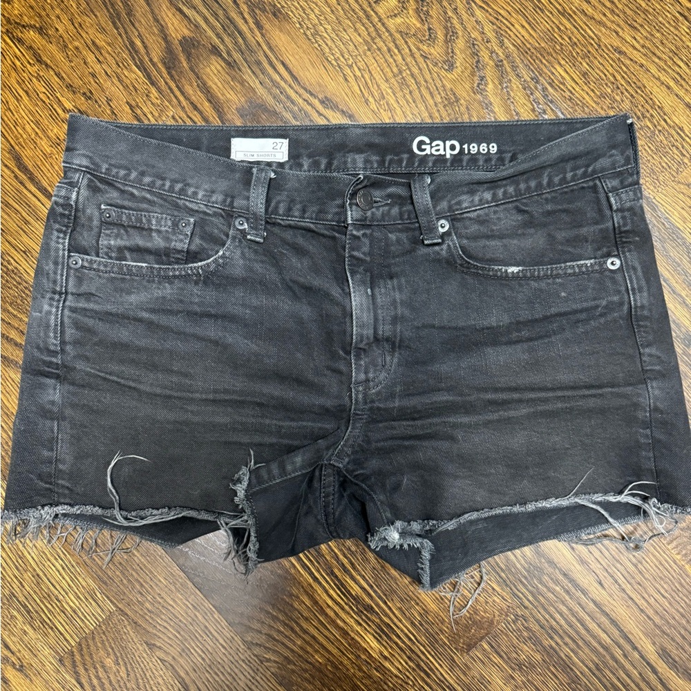 GAP Charcoal Slim Denim Shorts, Size: 27